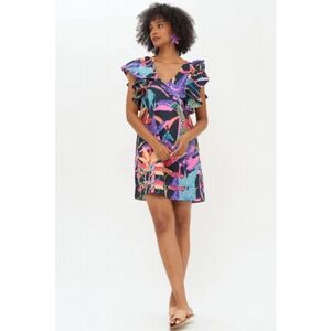 OLIPHANT Poplin Flirty V-Neck Short Dress size XS